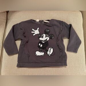 Gray‎ Sequin Mickey Mouse Long Sleeve Top